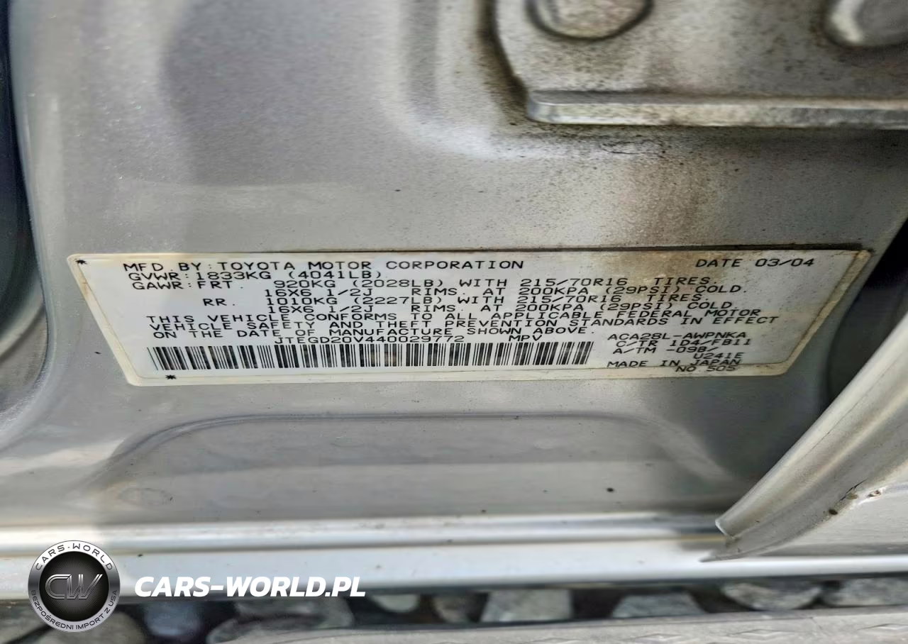 2004 Toyota Rav4 Base VIN:JTEGD20V440029772 - 12