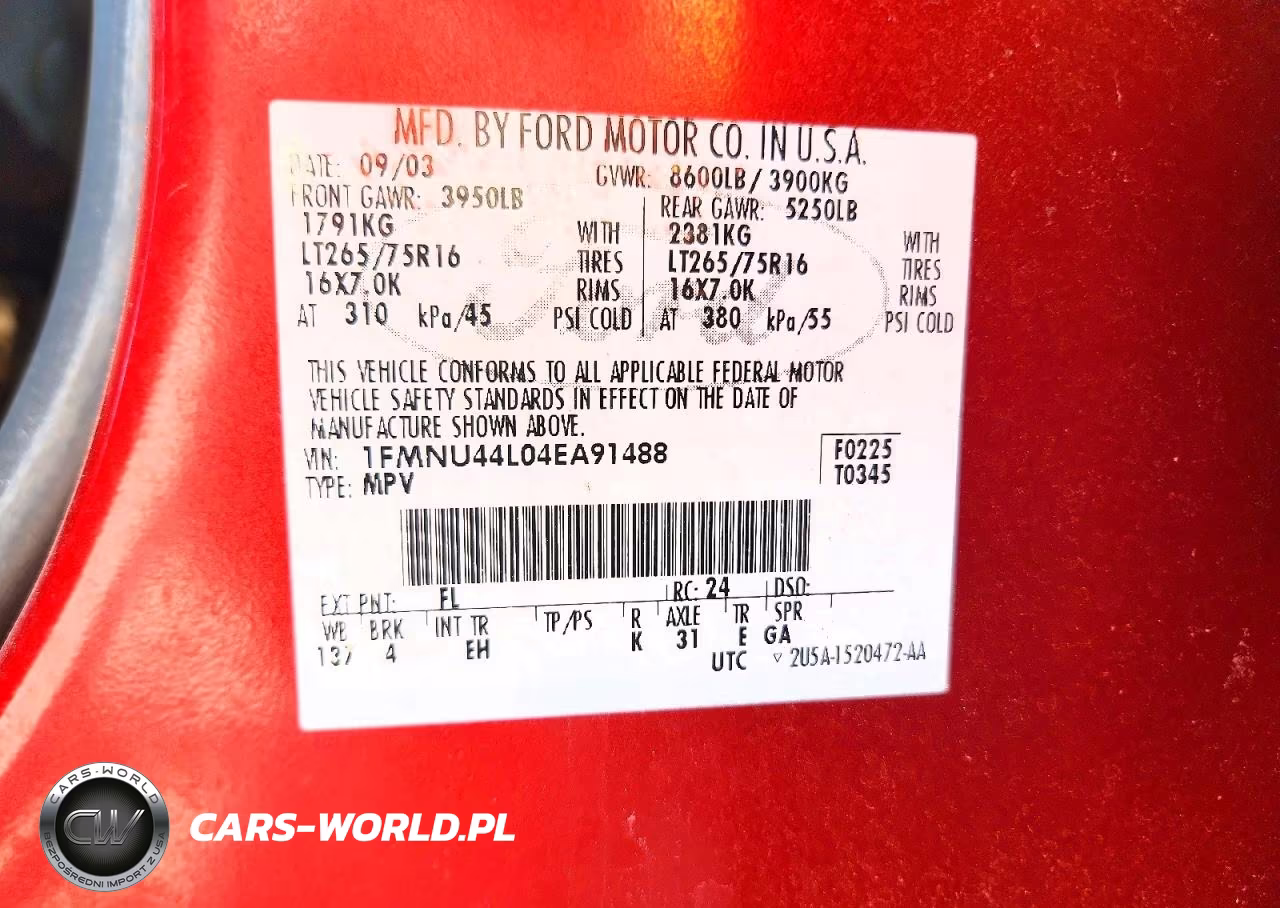 2004 Ford Excursion Eddie Bauer VIN:1FMNU44L04EA91488 - 14