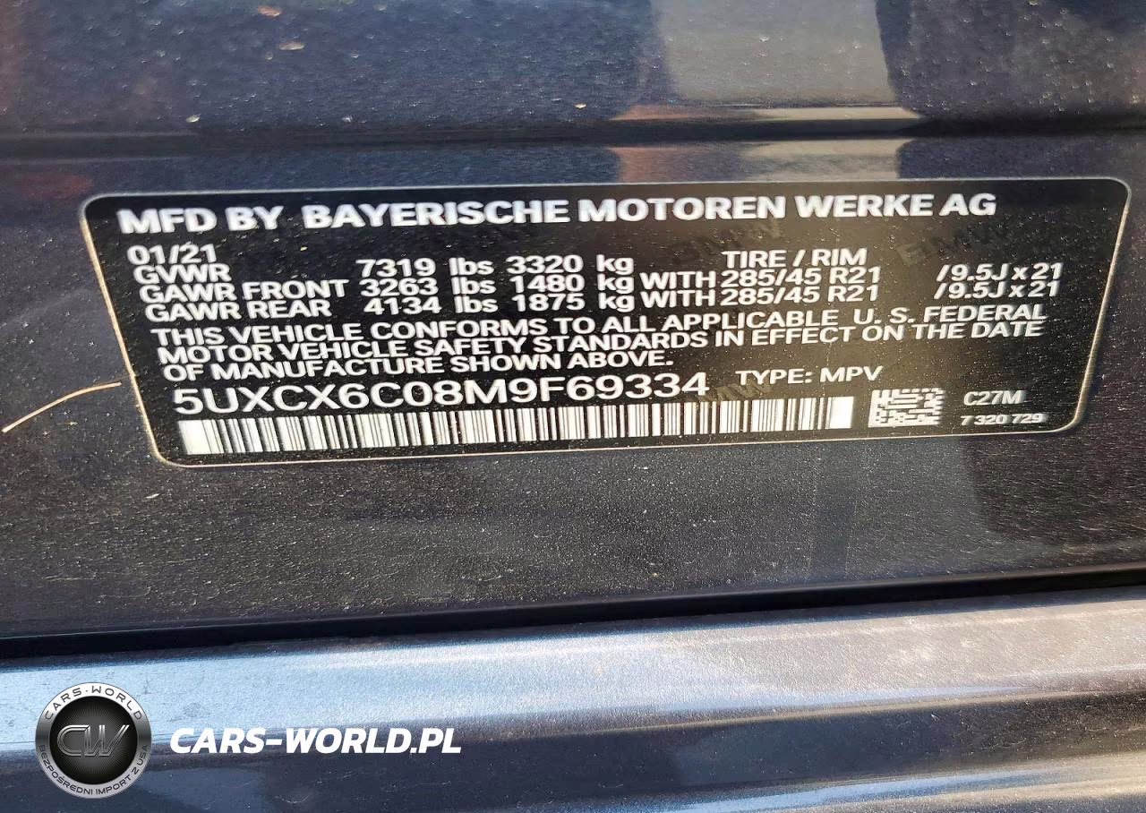 2021 BMW X7 M50I VIN:5UXCX6C08M9F69334 - 13