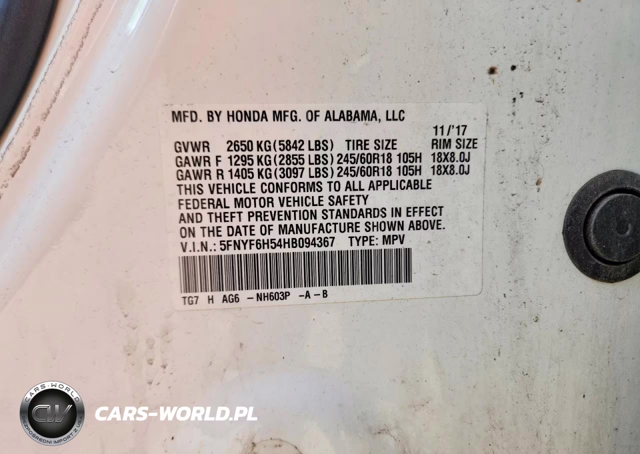 2017 Honda Pilot Exl VIN:5FNYF6H54HB094367 - 13