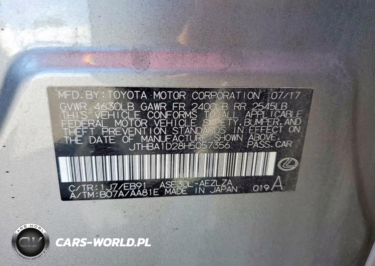 2017 Lexus Is 200T VIN:JTHBA1D28H5057356 - 12
