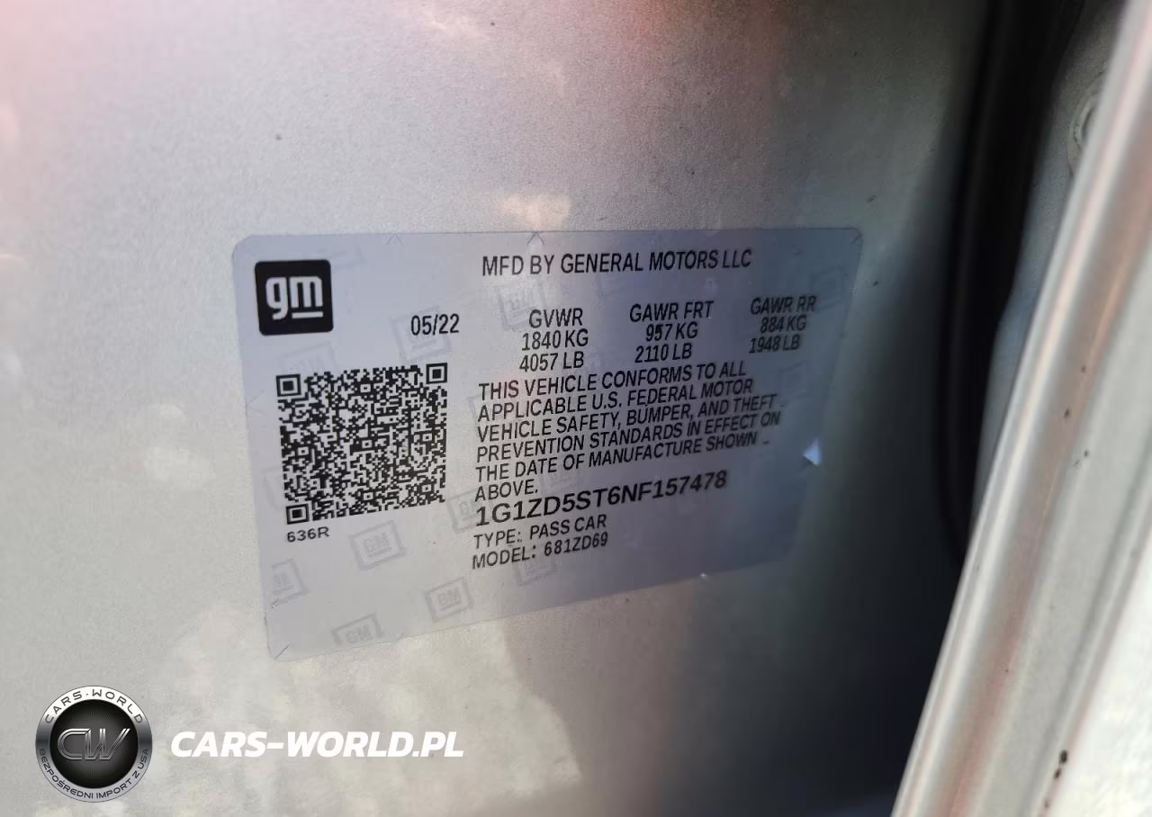 2022 Chevrolet Malibu Lt VIN:1G1ZD5ST6NF157478 - 12