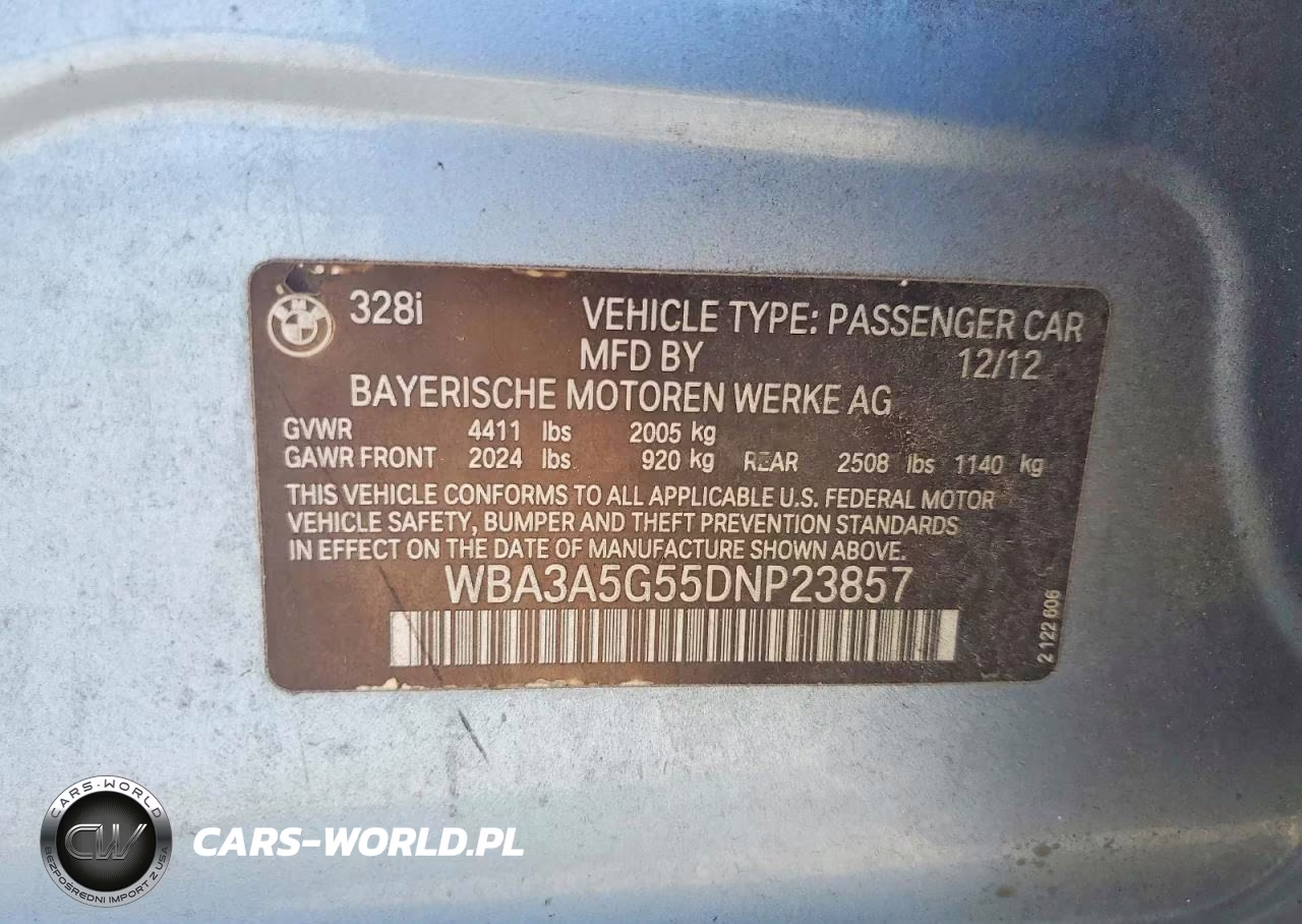 2013 BMW 328 I VIN:WBA3A5G55DNP23857 - 12