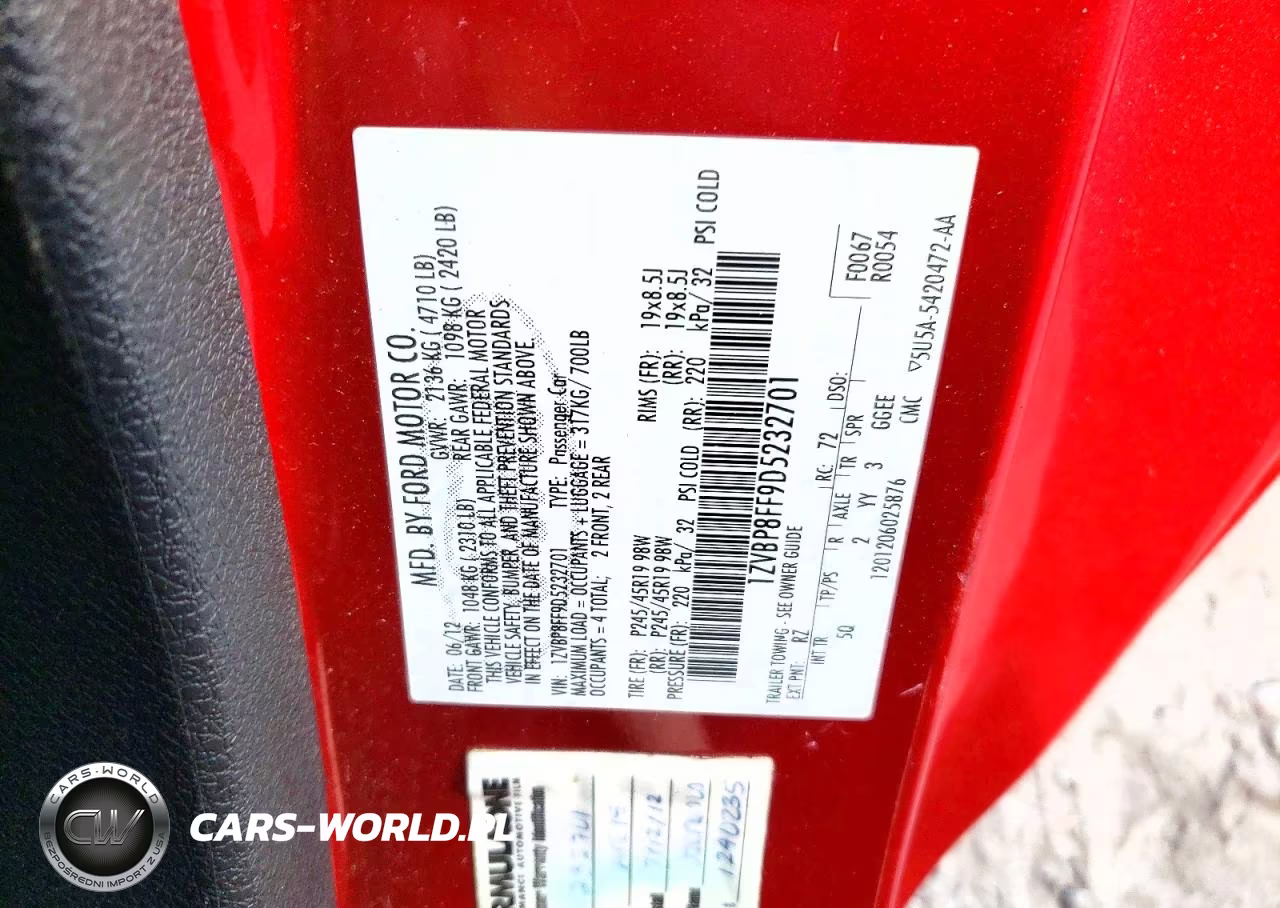 2013 Ford Mustang Gt VIN:1ZVBP8FF9D5232701 - 12