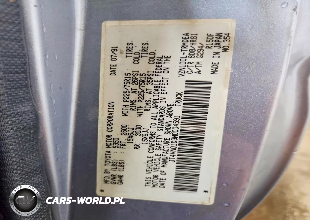1991 Toyota Pickup VIN:JT4VN01D3M004591 - 12