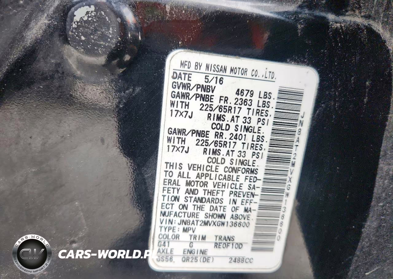 2016 Nissan Rogue Sv VIN:JN8AT2MVXGW136600 - 14