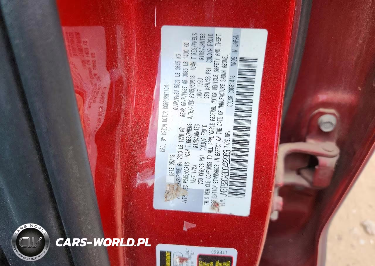 2013 Mazda Cx-9 Grand Touring VIN:JM3TB2CA3D0422963 - 13