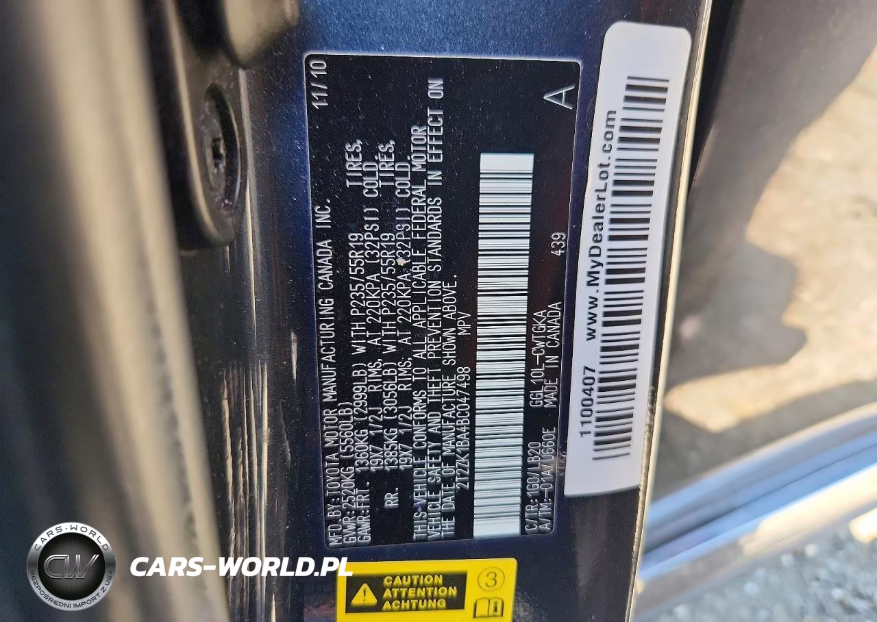 2011 Lexus Rx 350 VIN:2T2ZK1BA4BC047498 - 13