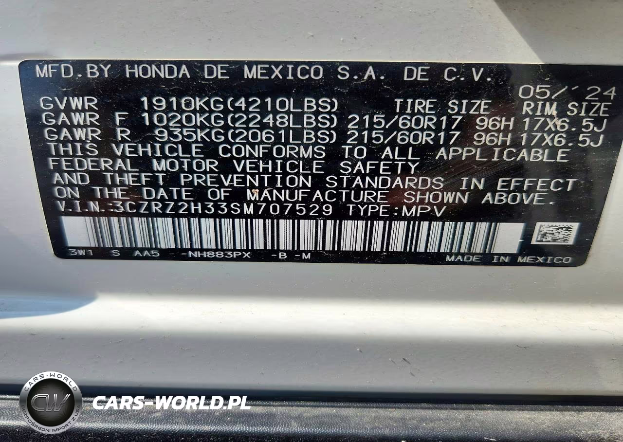 2025 Honda Hr-V Lx VIN:3CZRZ2H33SM707529 - 13