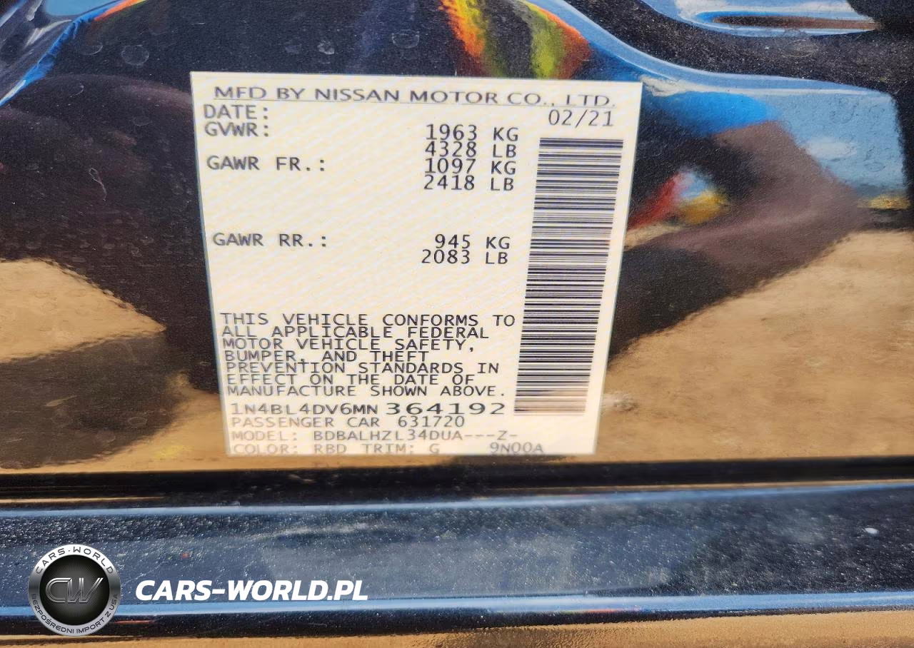 2021 Nissan Altima Sv VIN:1N4BL4DV6MN364192 - 12