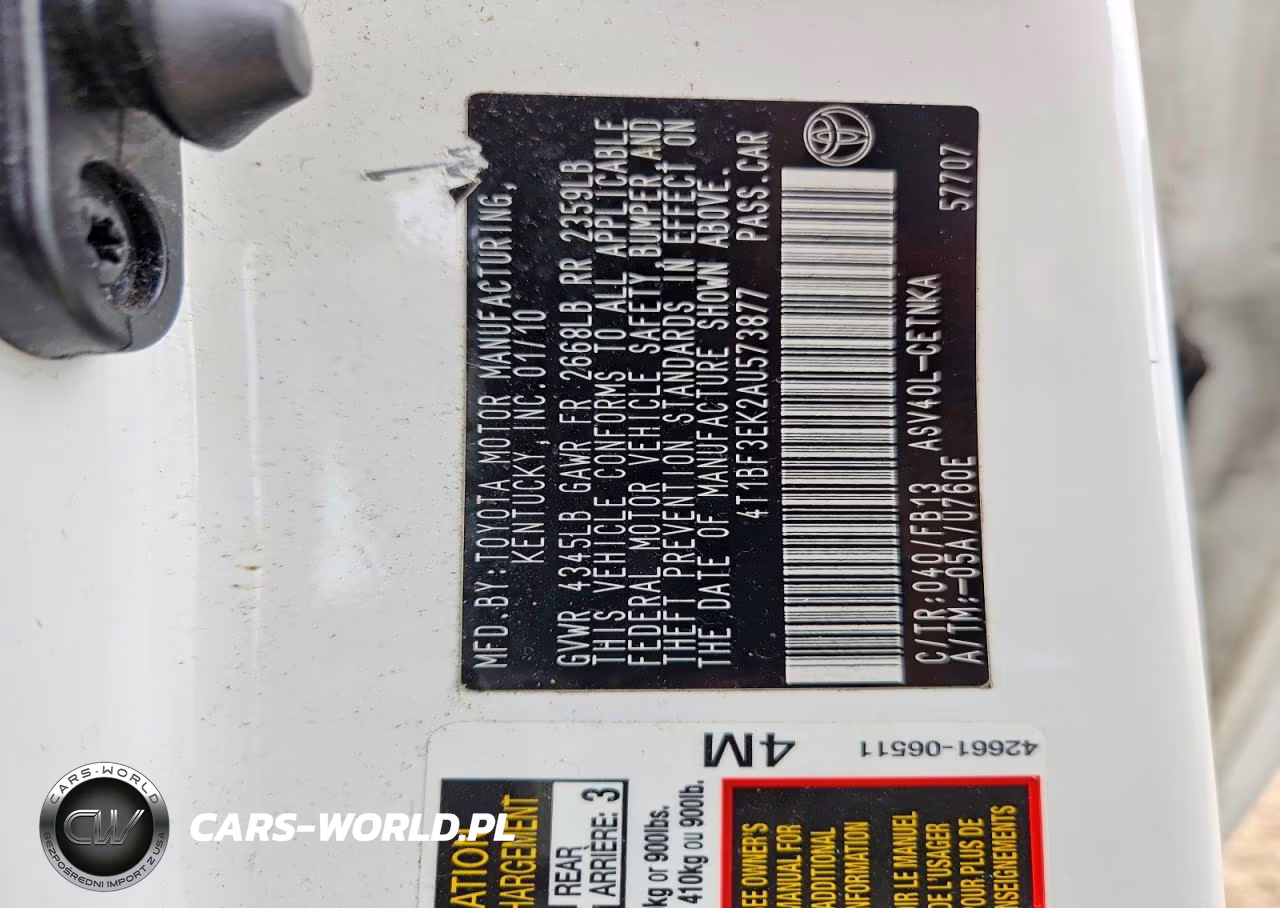 2010 Toyota Camry Le VIN:4T1BF3EK2AU573877 - 12