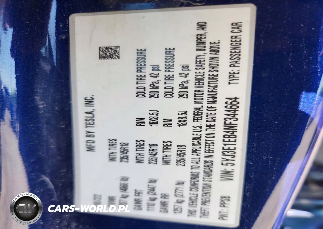 2022 Tesla Model 3 VIN:5YJ3E1EB4NF344664 - 12