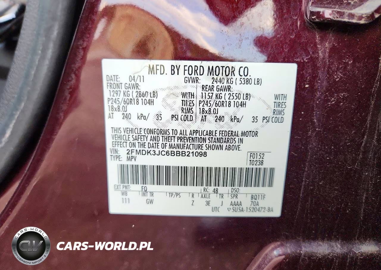2011 Ford Edge Sel VIN:2FMDK3JC6BBB21098 - 12