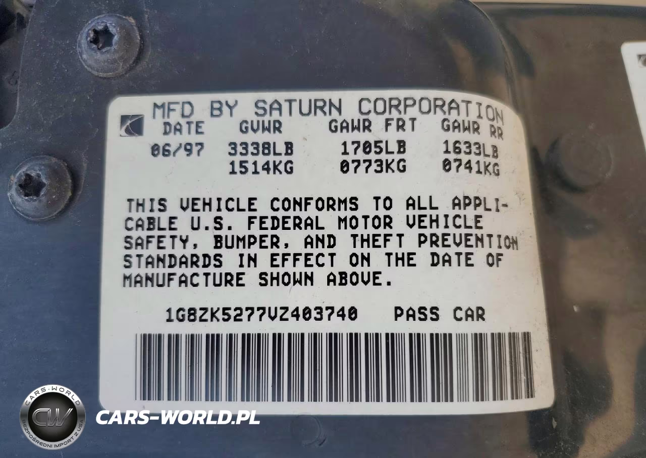 1997 Saturn Sl2 VIN:1G8ZK5277VZ403740 - 12