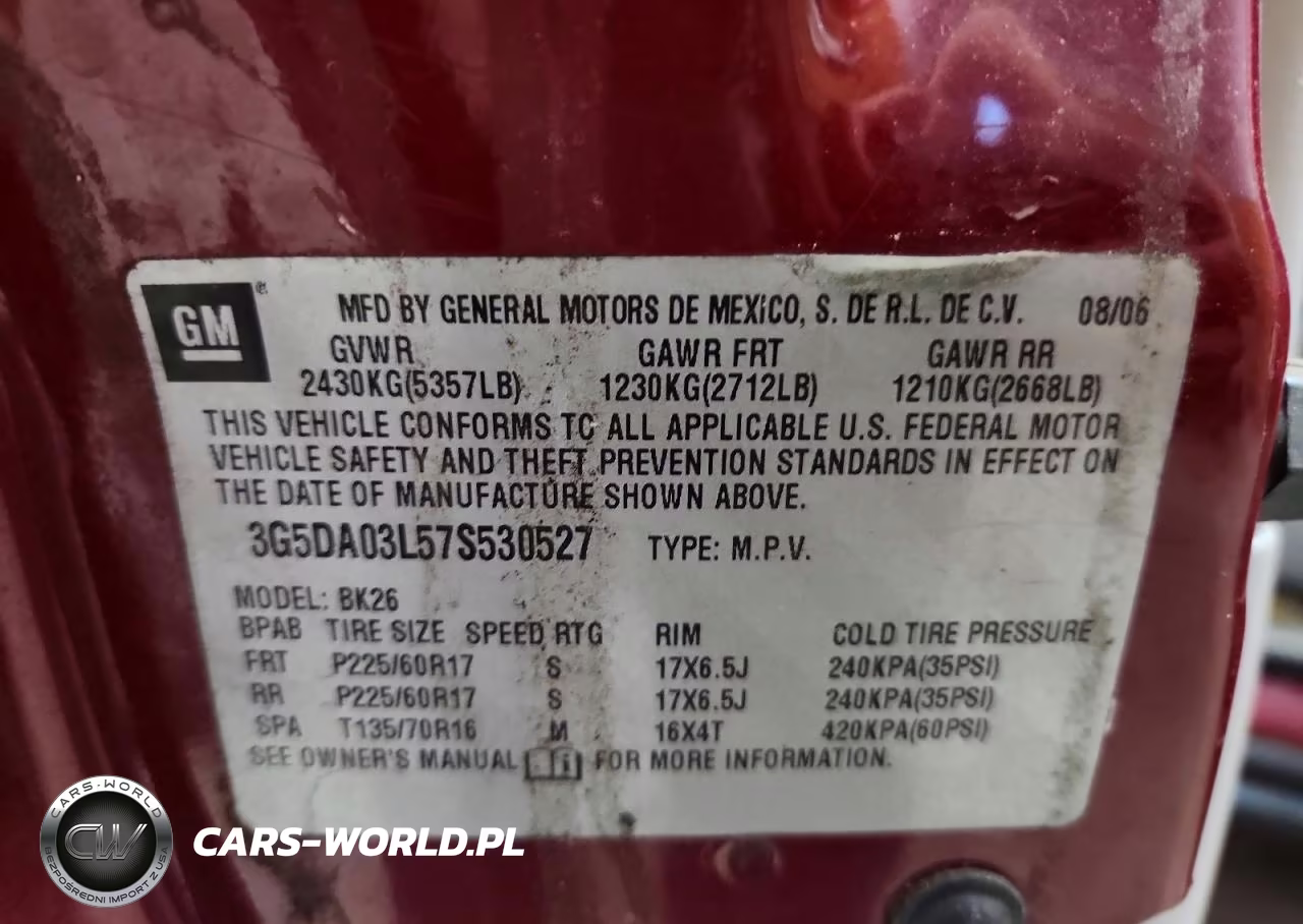2007 Buick Rendezvous Cx VIN:3G5DA03L57S530527 - 13