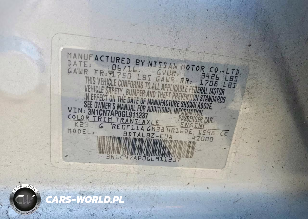 2016 Nissan Versa 1.6 Sv VIN:3N1CN7AP0GL911237 - 13