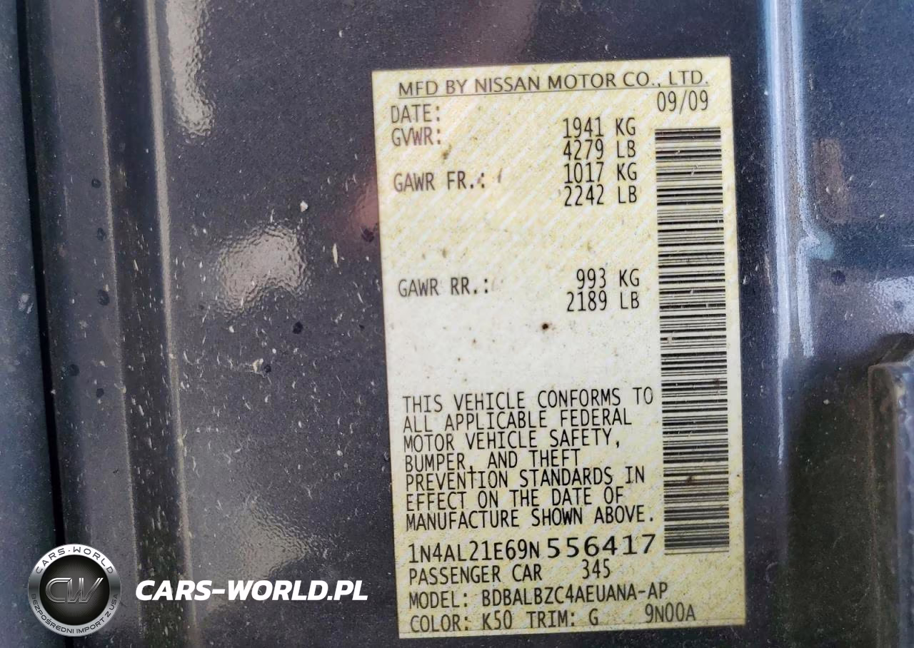 2009 Nissan Altima 2.5 VIN:1N4AL21E69N556417 - 13