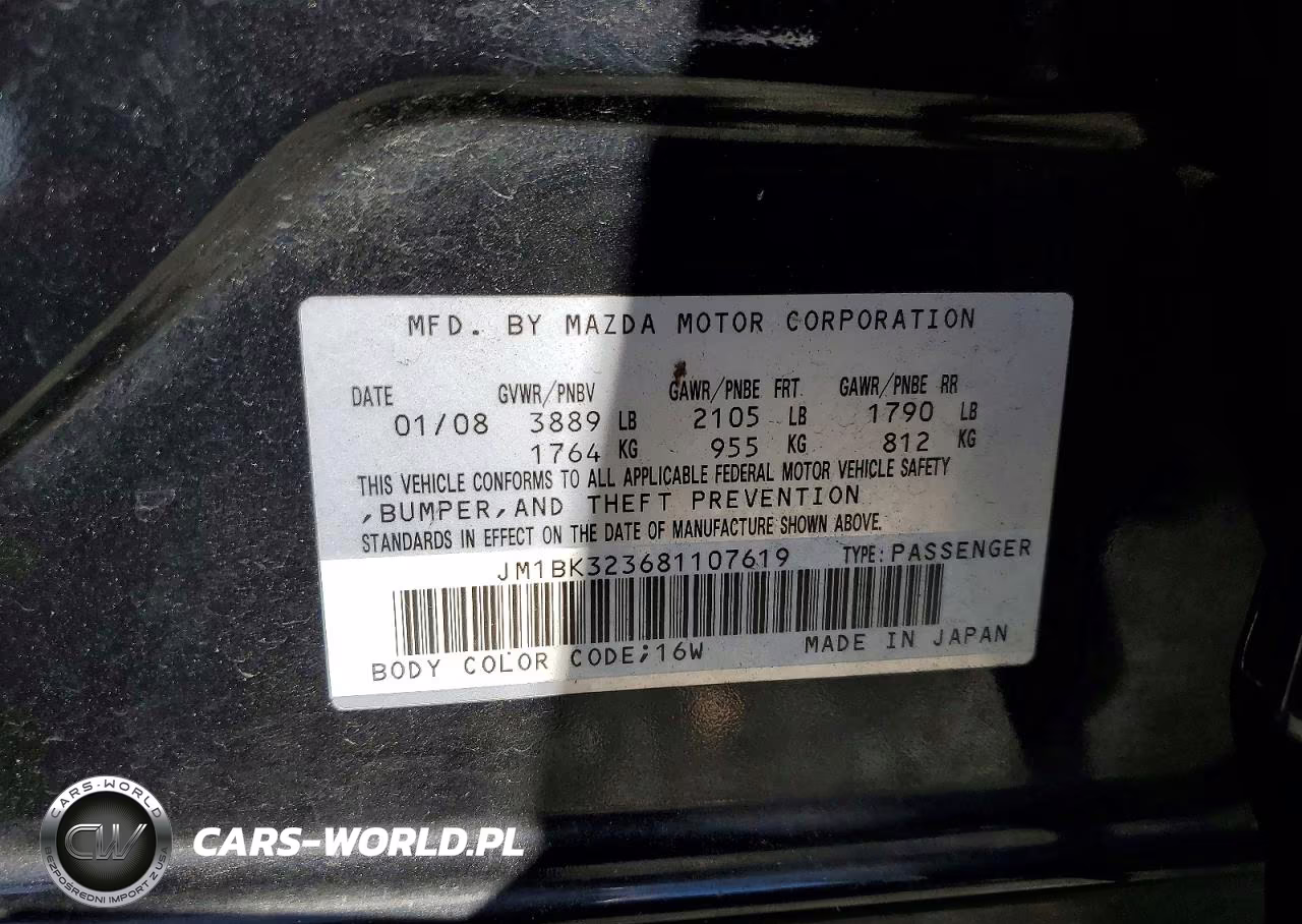 2008 Mazda 3 VIN:JM1BK323681107619 - 13