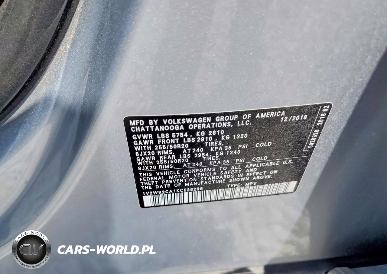 2019 Volkswagen Atlas Se VIN:1V2WR2CA1KC526296 - 13