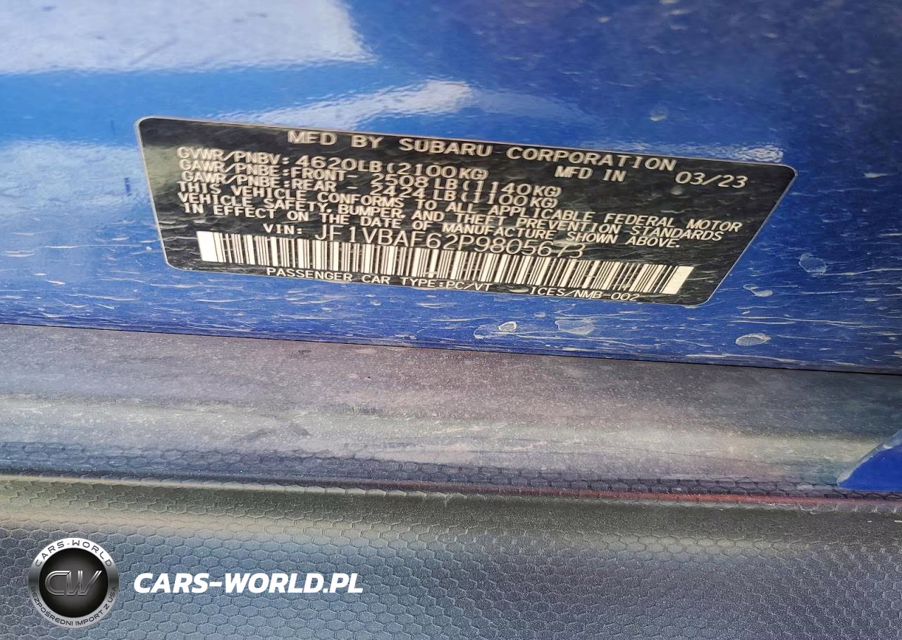 2023 Subaru Wrx Premium VIN:JF1VBAF62P9805673 - 12