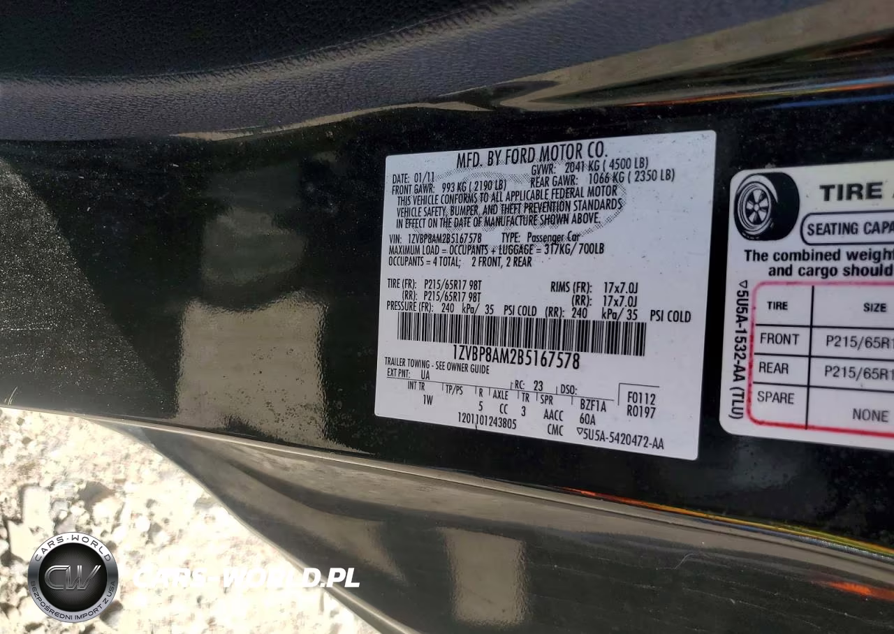 2011 Ford Mustang VIN:1ZVBP8AM2B5167578 - 12