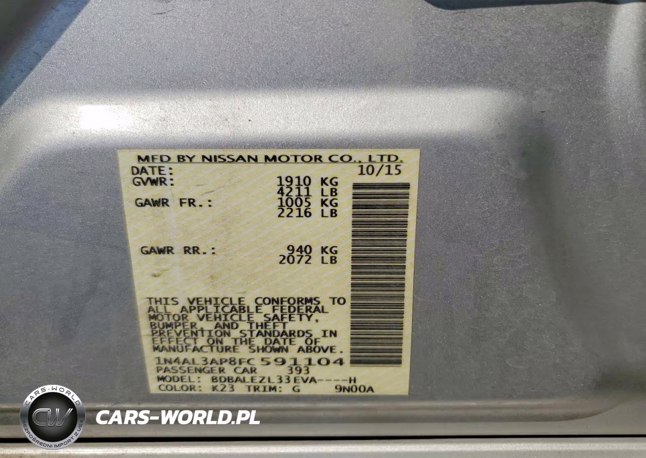 2015 Nissan Altima 2.5 S VIN:1N4AL3AP8FC591104 - 12