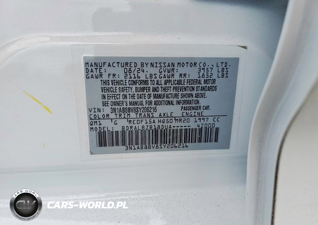 2025 Nissan Sentra S VIN:3N1AB8BV8SY206216 - 13