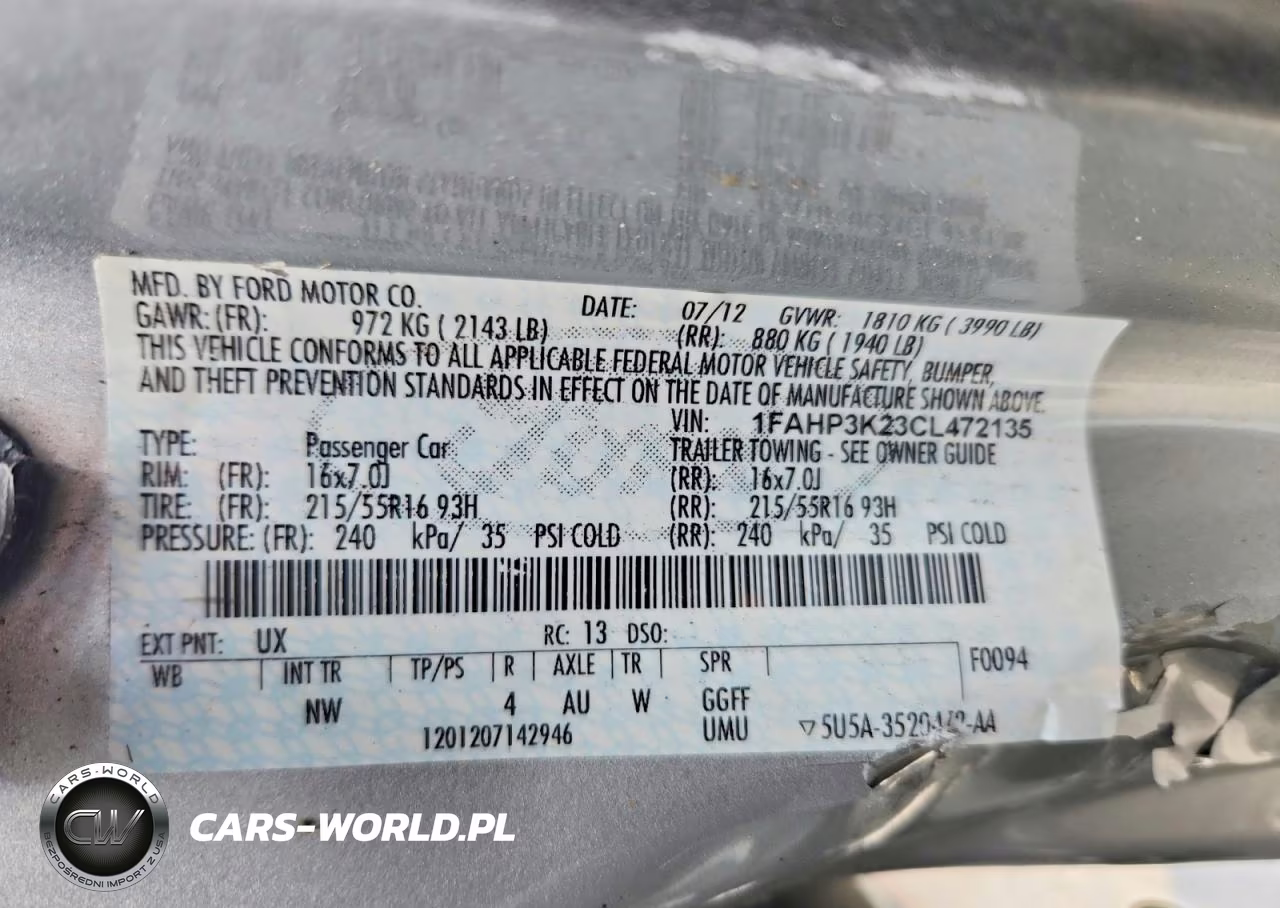 2012 Ford Focus Se VIN:1FAHP3K23CL472135 - 12