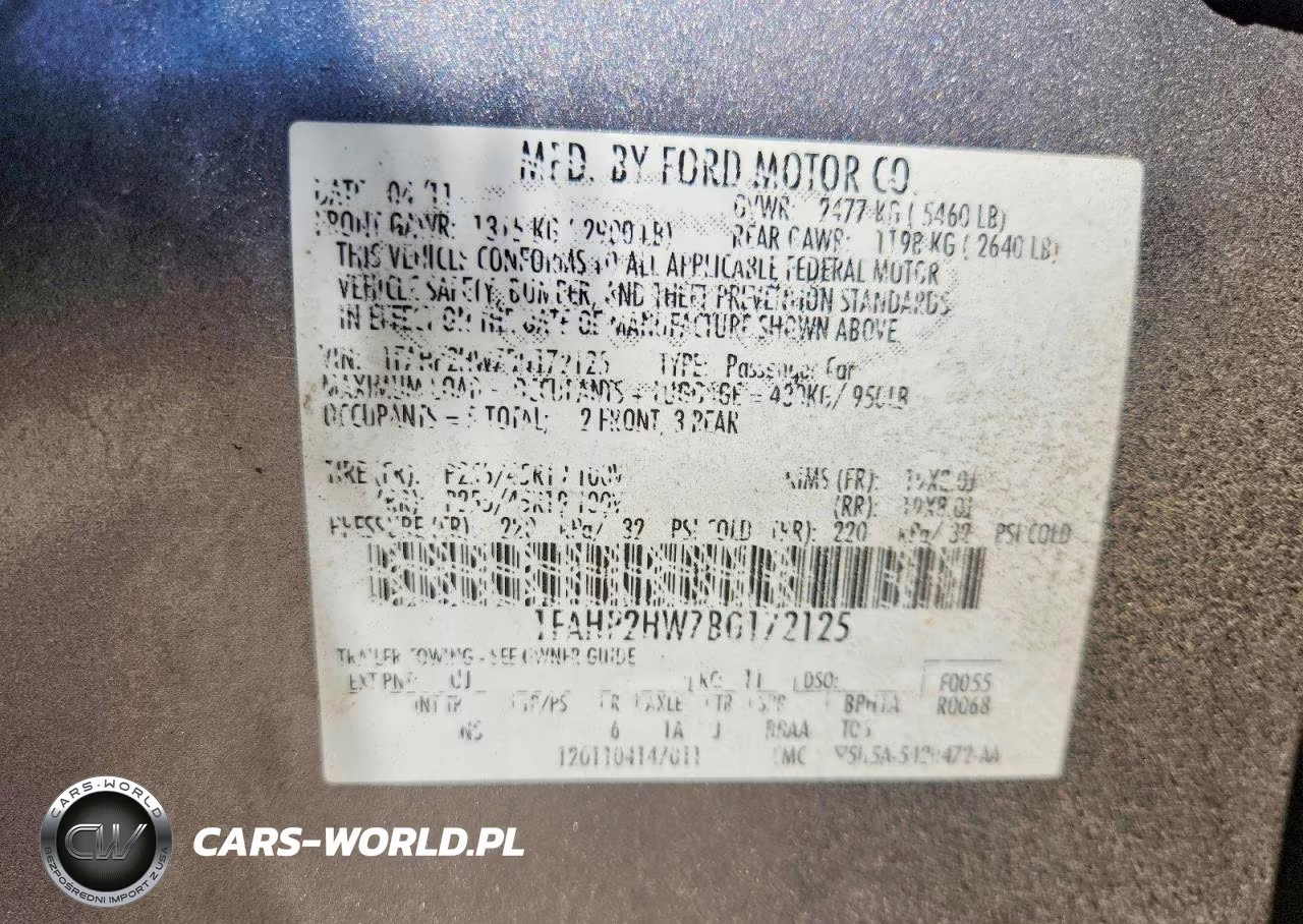 2011 Ford Taurus Sel VIN:1FAHP2HW7BG172125 - 12