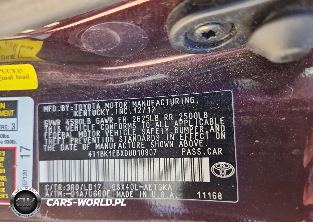 2013 Toyota Avalon Xle VIN:4T1BK1EBXDU010807 - 12