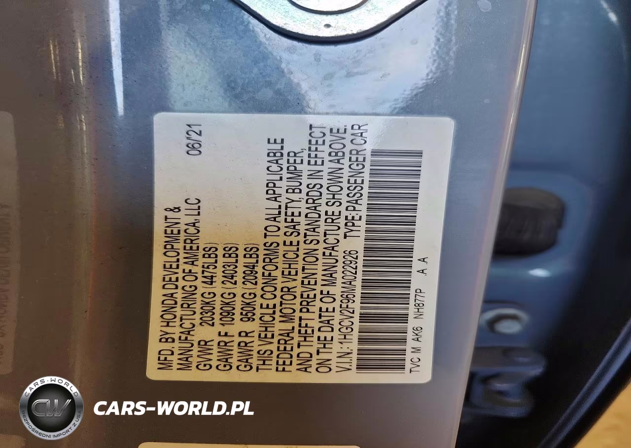 2021 Honda Accord Touring VIN:1HGCV2F96MA022926 - 12