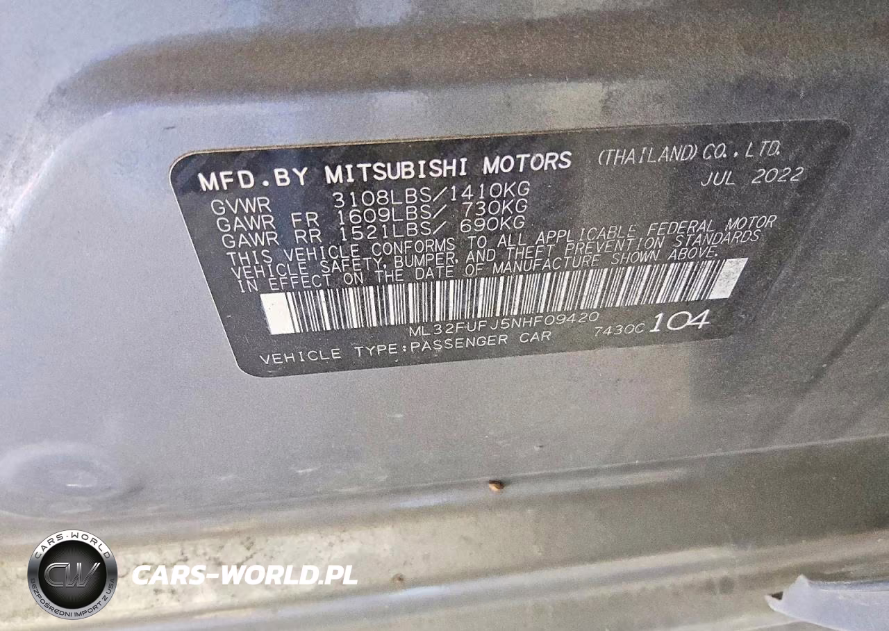 2022 Mitsubishi Mirage G4 Es VIN:ML32FUFJ5NHF09420 - 12