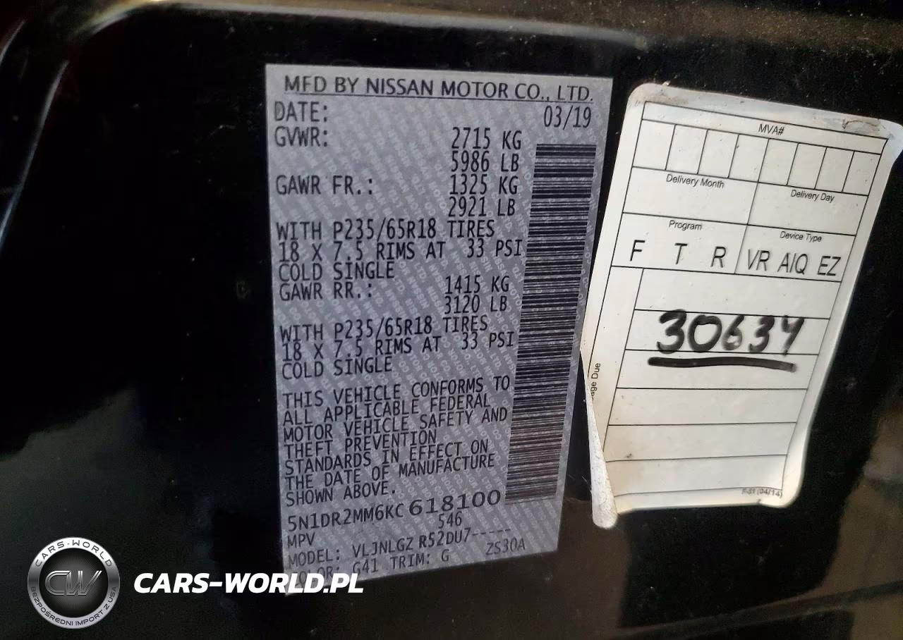2019 Nissan Pathfinder Sl VIN:5N1DR2MM6KC618100 - 13