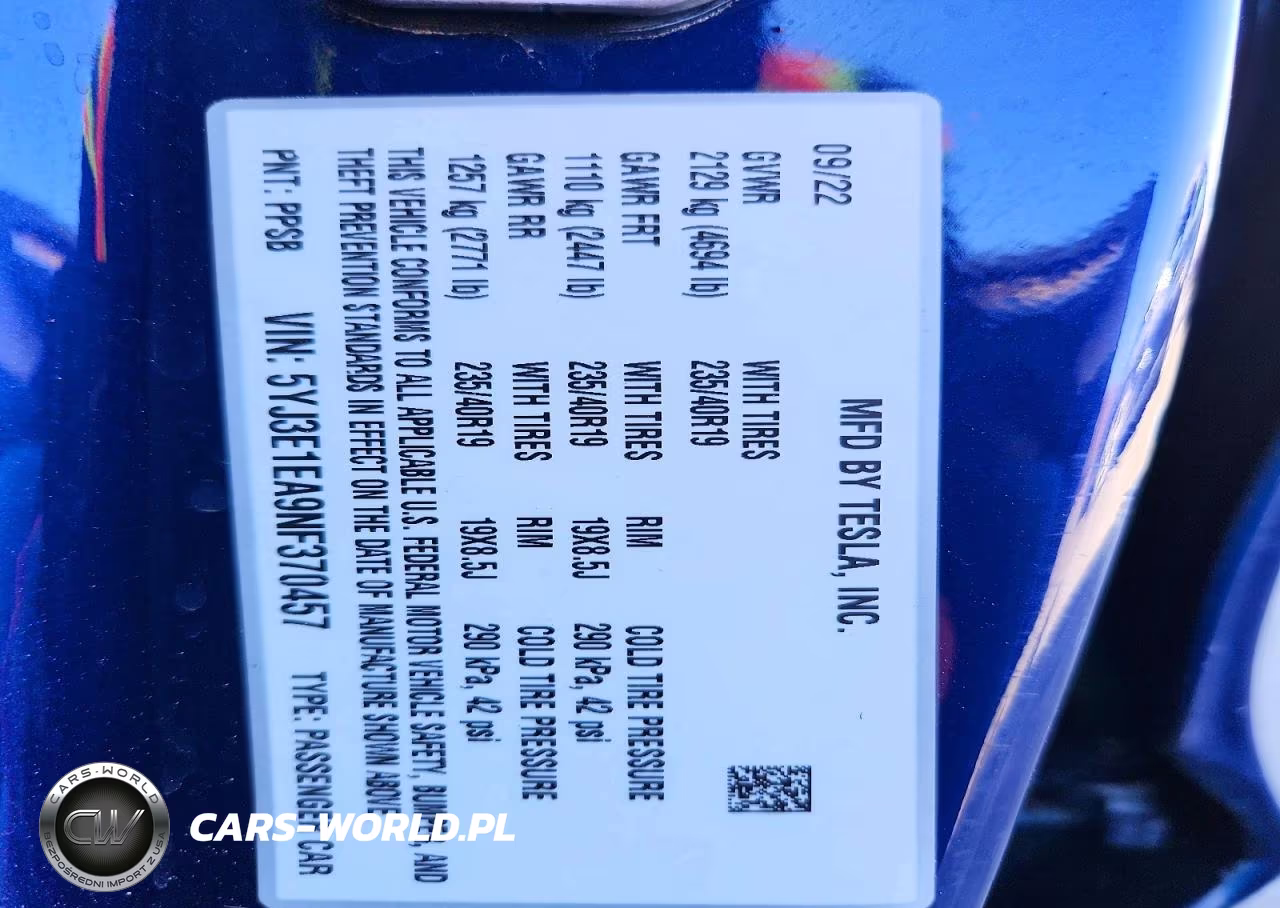 2022 Tesla Model 3 VIN:5YJ3E1EA9NF370457 - 12
