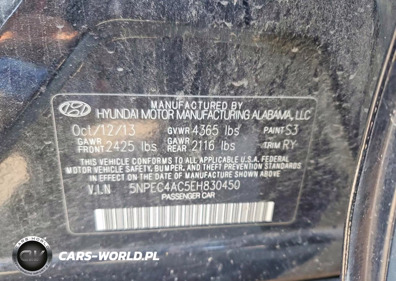 2014 Hyundai Sonata Se VIN:5NPEC4AC5EH830450 - 12