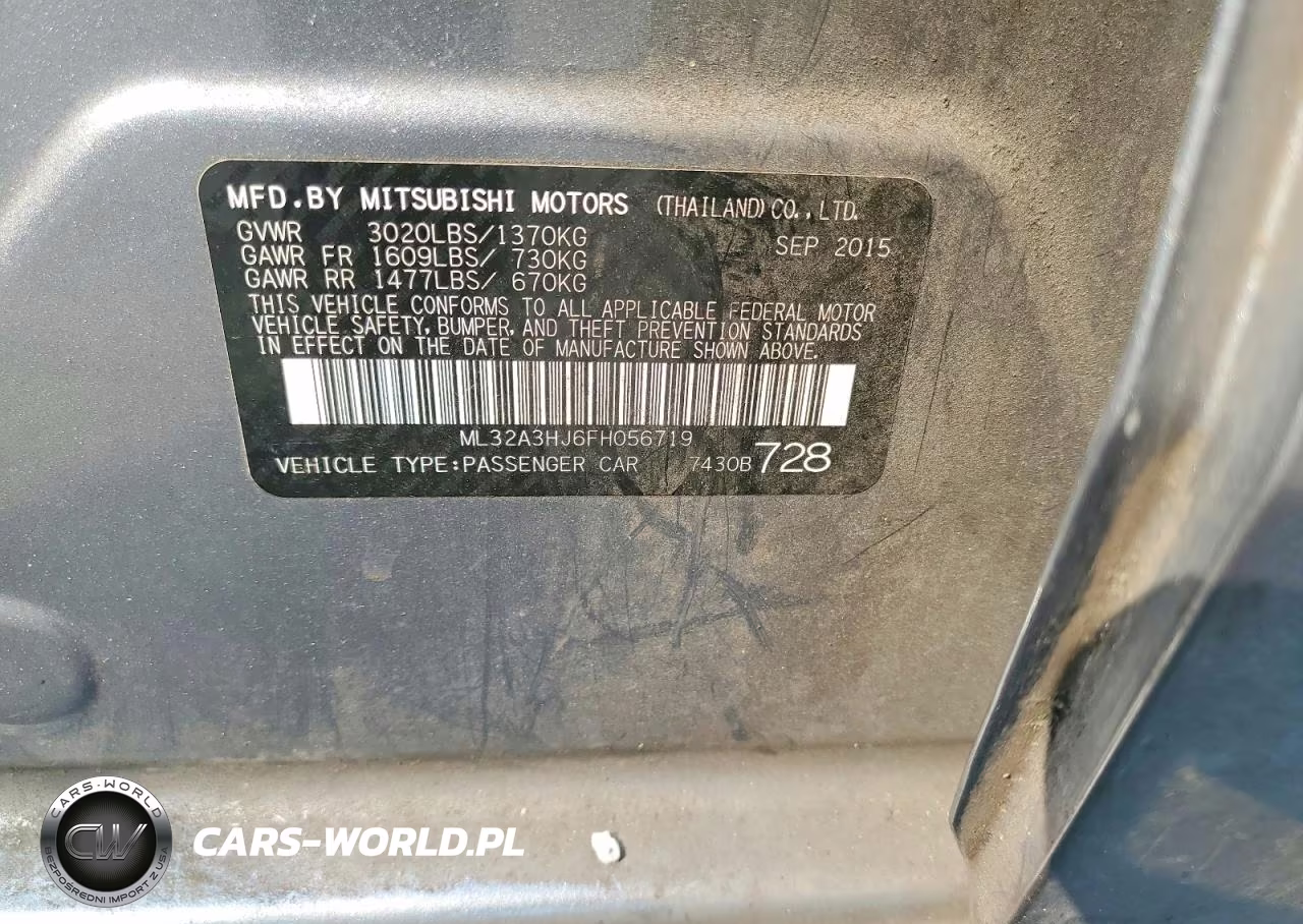 2015 Mitsubishi Mirage De VIN:ML32A3HJ6FH056719 - 14