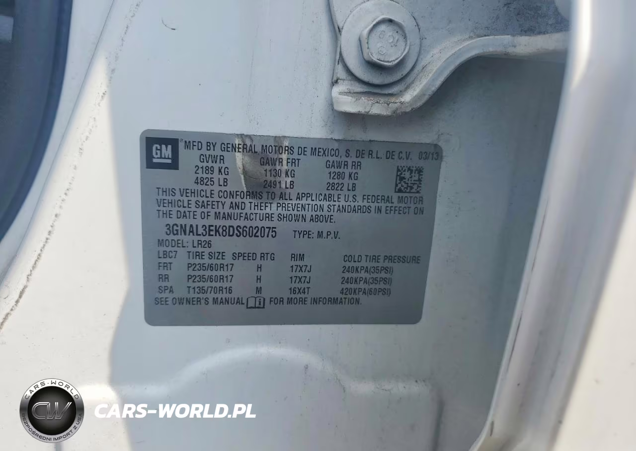 2013 Chevrolet Captiva Lt VIN:3GNAL3EK8DS602075 - 13