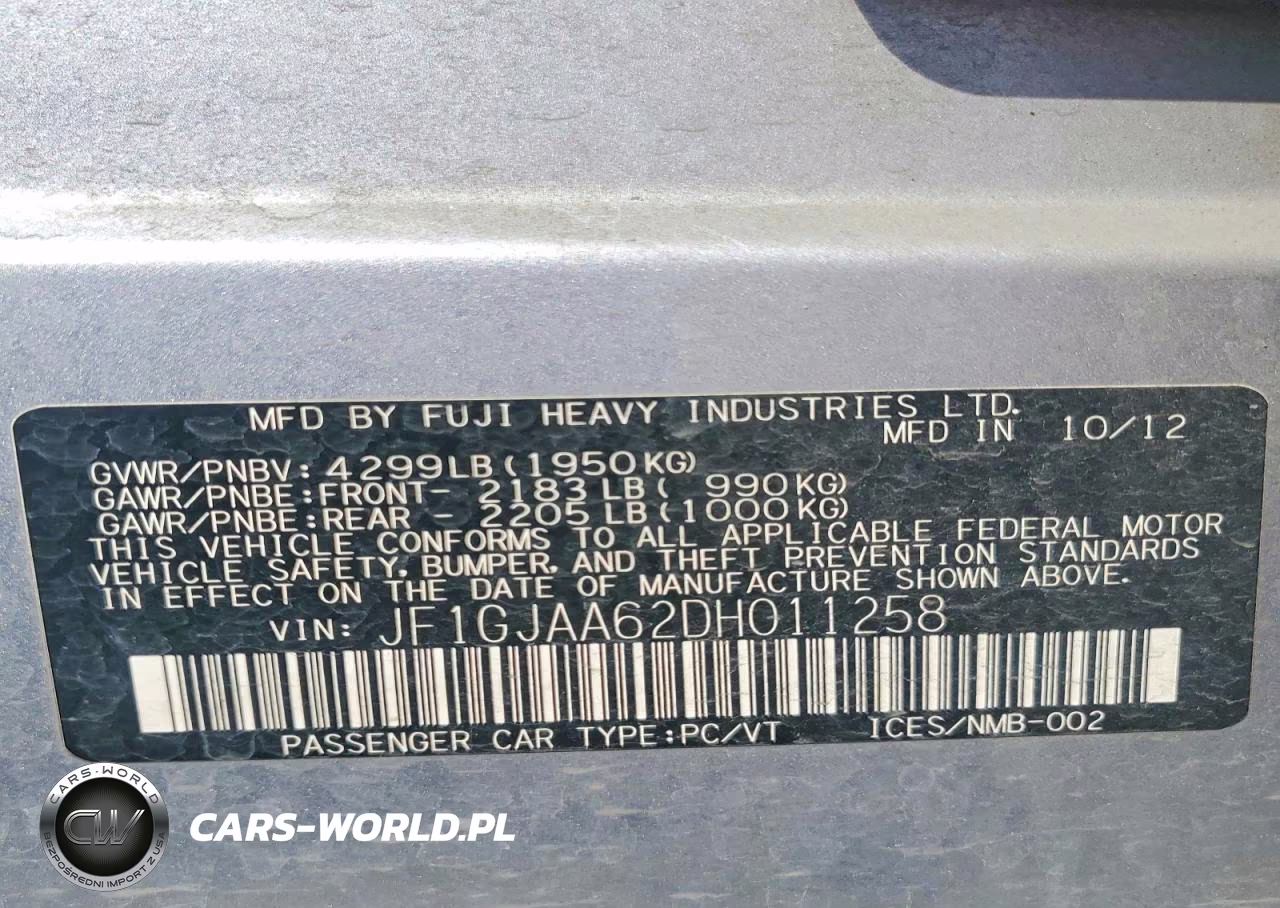 2013 Subaru Impreza VIN:JF1GJAA62DH011258 - 13