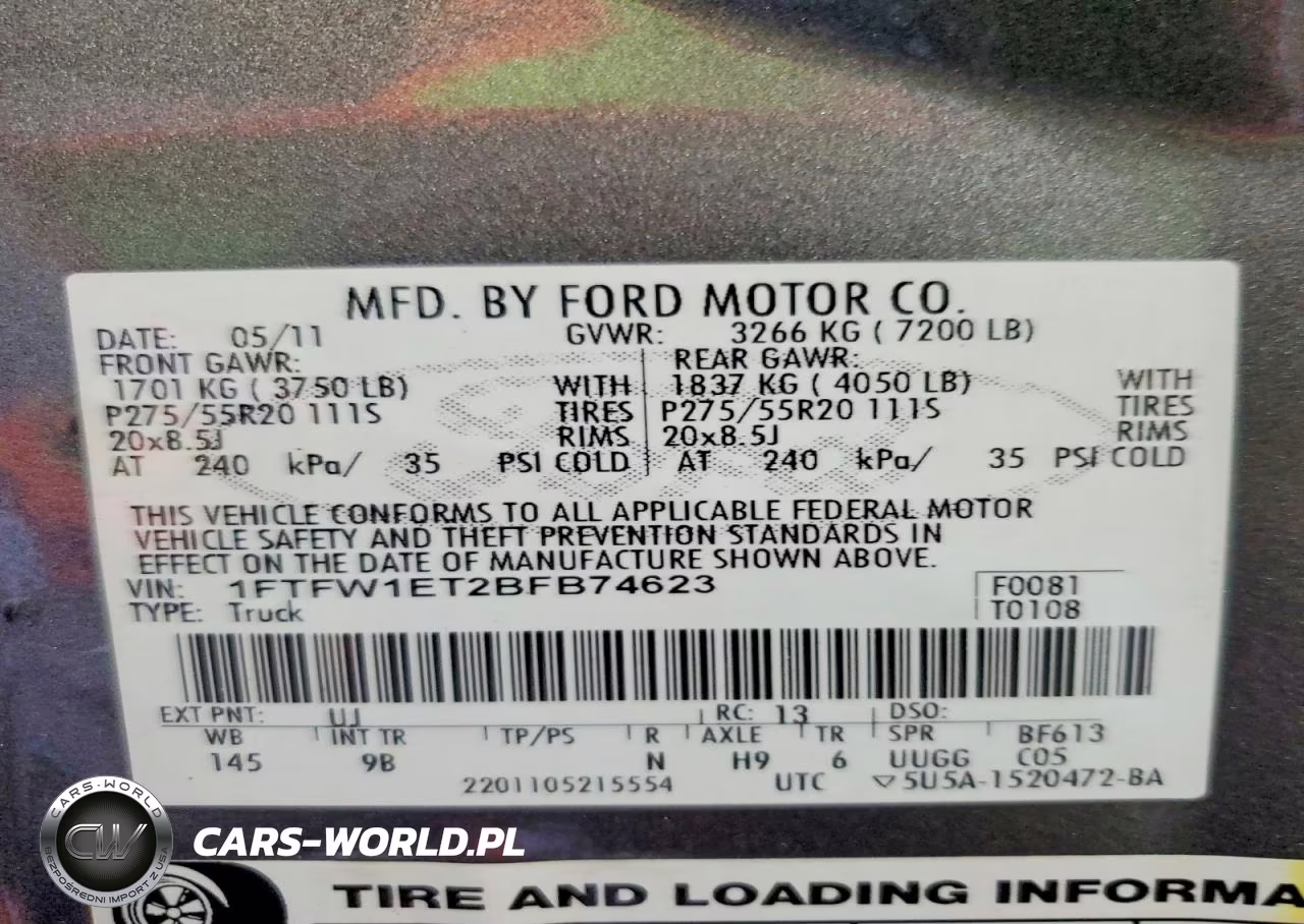 2011 Ford F150 Supercrew VIN:1FTFW1ET2BFB74623 - 12