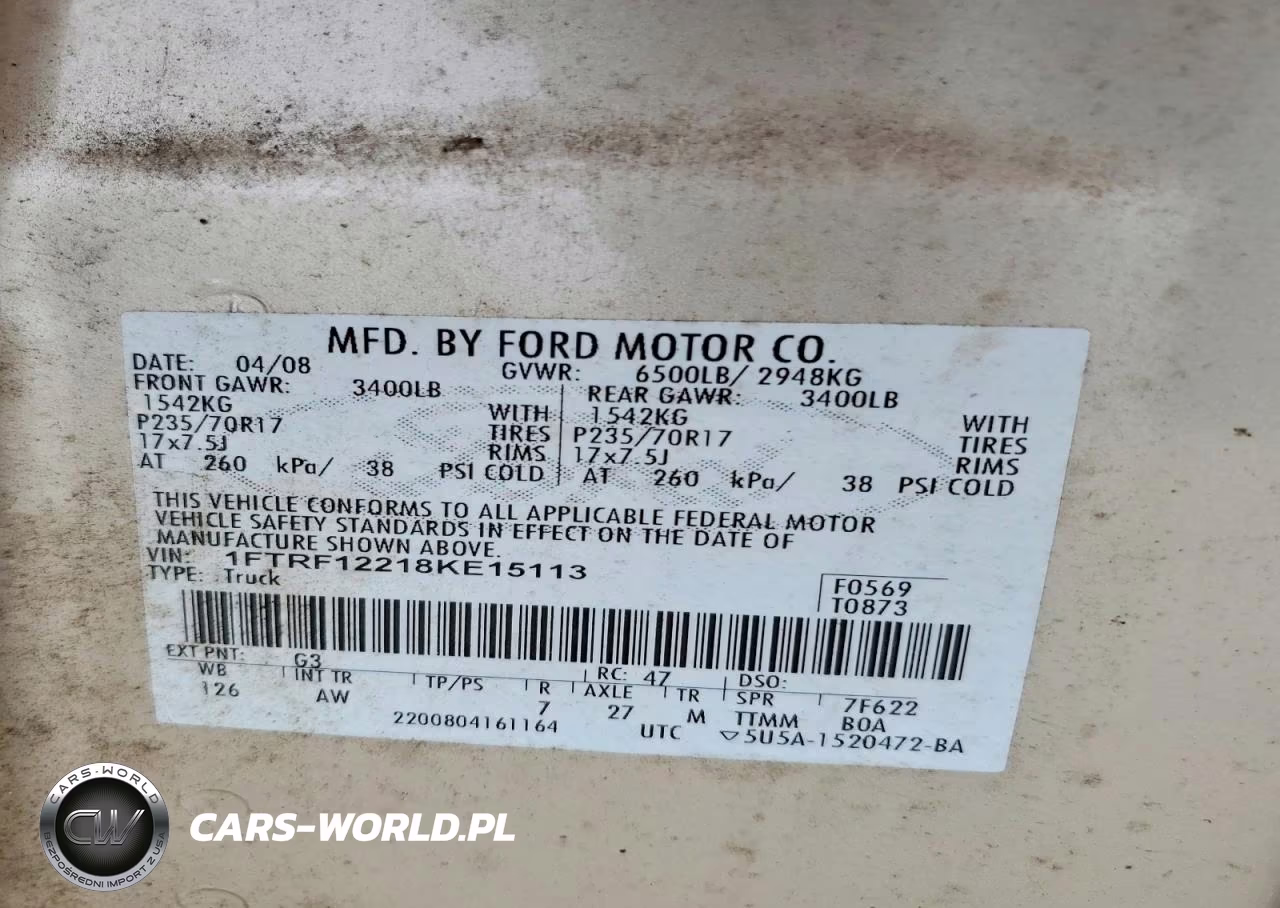 2008 Ford F150 VIN:1FTRF12218KE15113 - 12