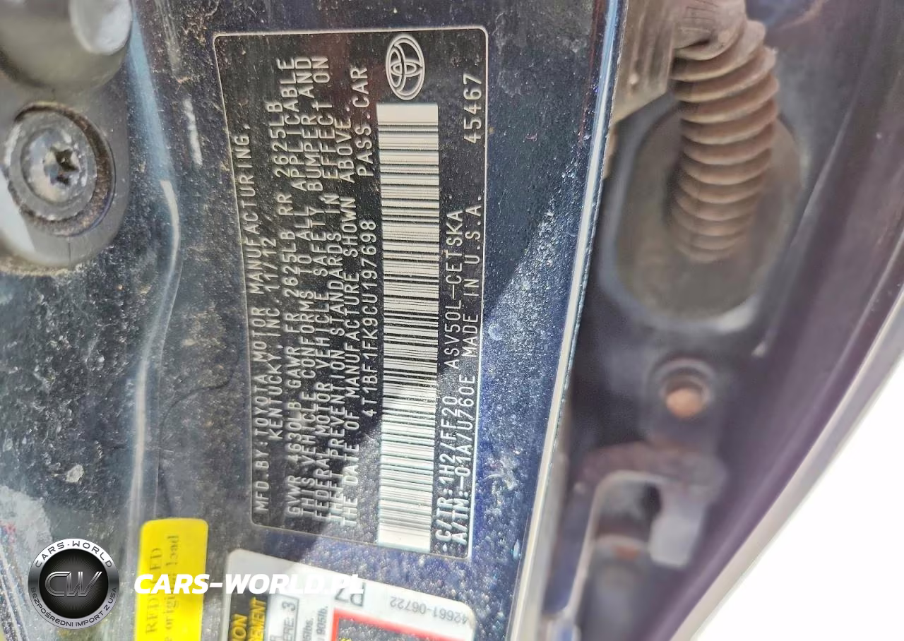 2012 Toyota Camry Se VIN:4T1BF1FK9CU197698 - 12