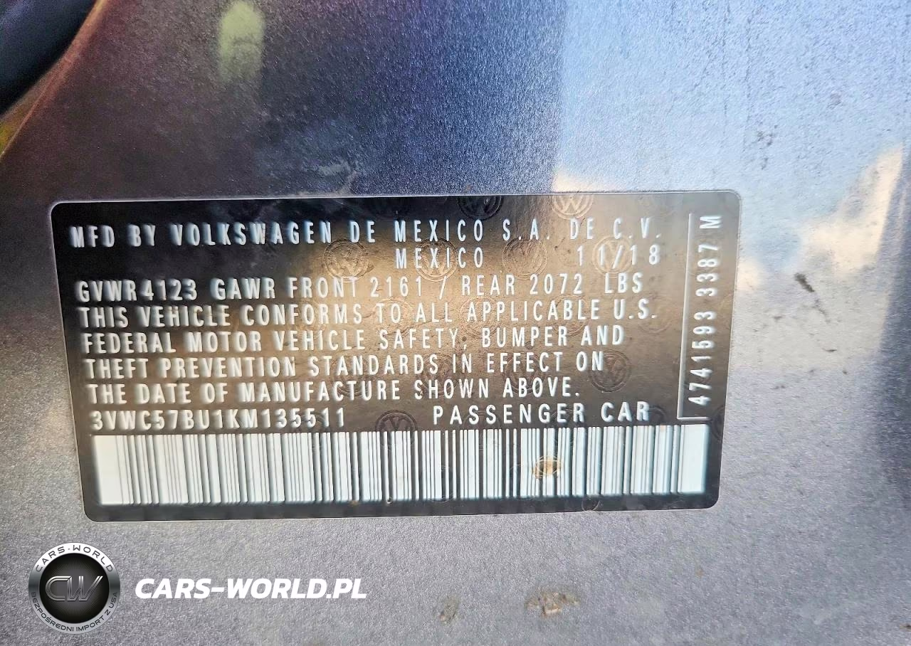 2019 Volkswagen Jetta S VIN:3VWC57BU1KM135511 - 12