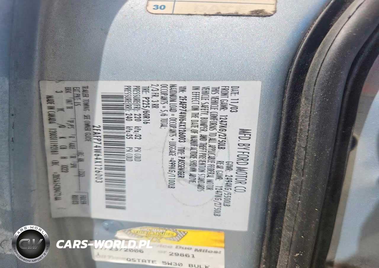 2004 Ford Crown Victoria Lx VIN:2FAFP74W64X126003 - 12
