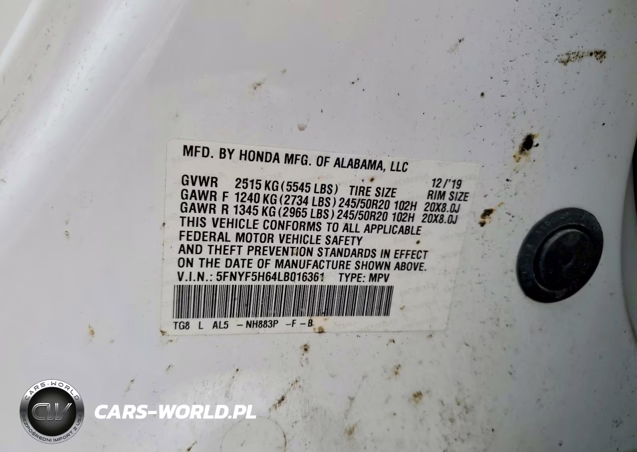 2020 Honda Pilot Touring VIN:5FNYF5H64LB016361 - 14