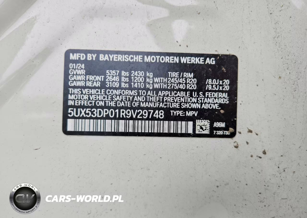 2024 BMW X3 xDrive30I VIN:5UX53DP01R9V29748 - 12