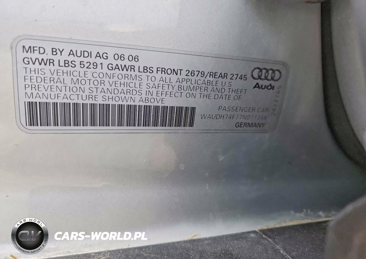 2007 Audi A6 3.2 Quattro VIN:WAUDH74F77N011248 - 12