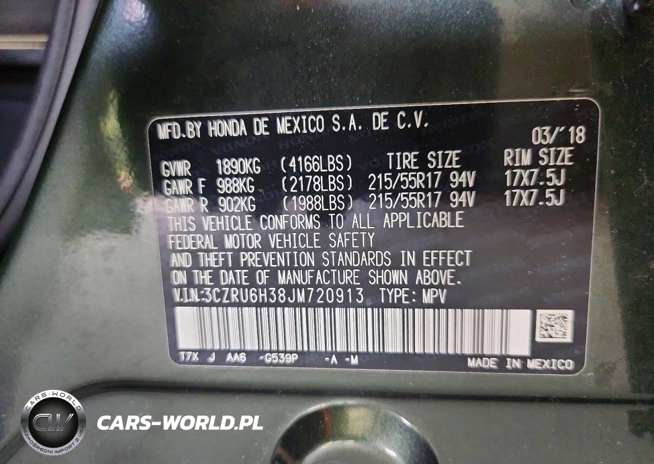 2018 Honda Hr-V Lx VIN:3CZRU6H38JM720913 - 13