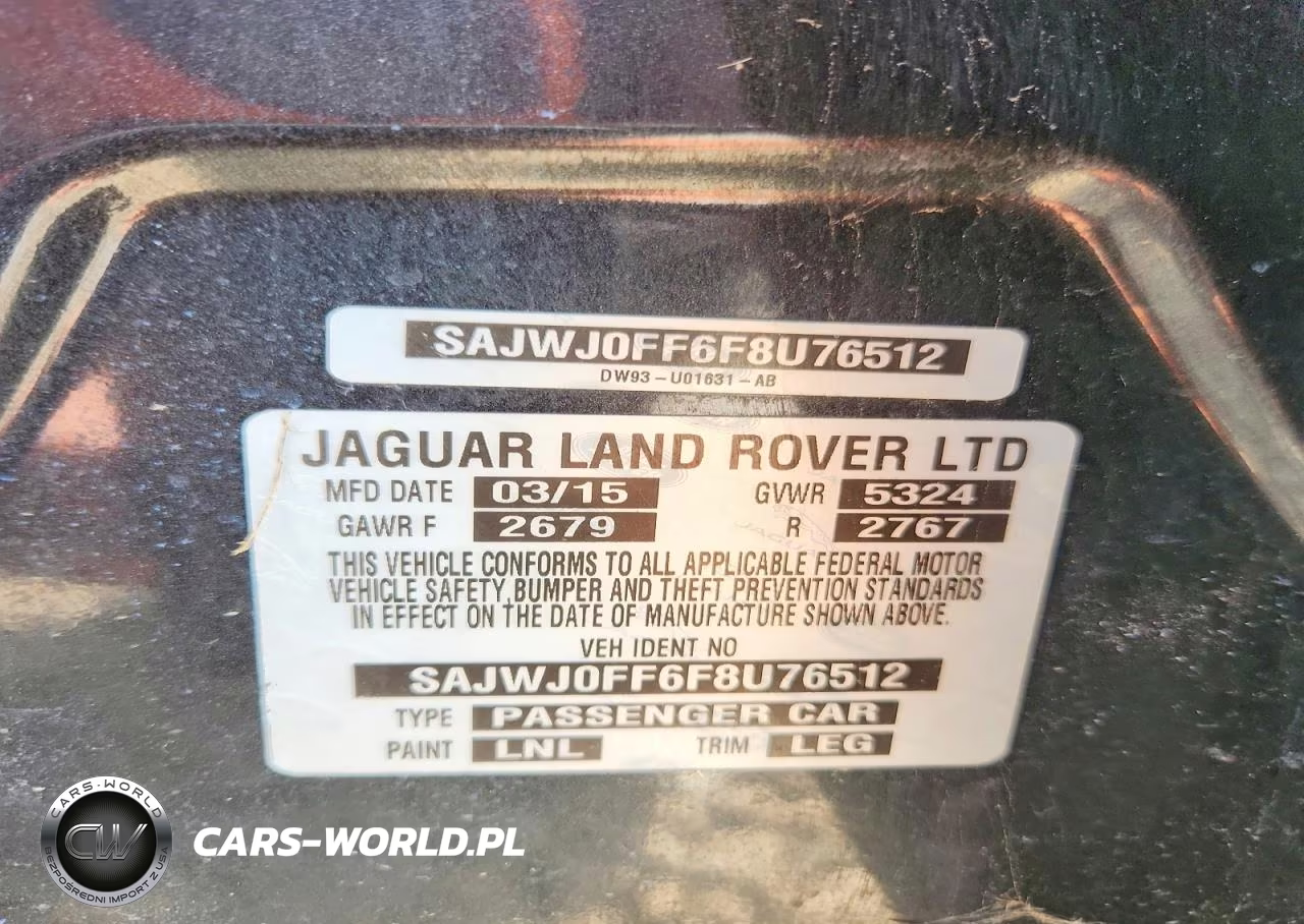 2015 Jaguar Xf 3.0 Sport Awd VIN:SAJWJ0FF6F8U76512 - 12