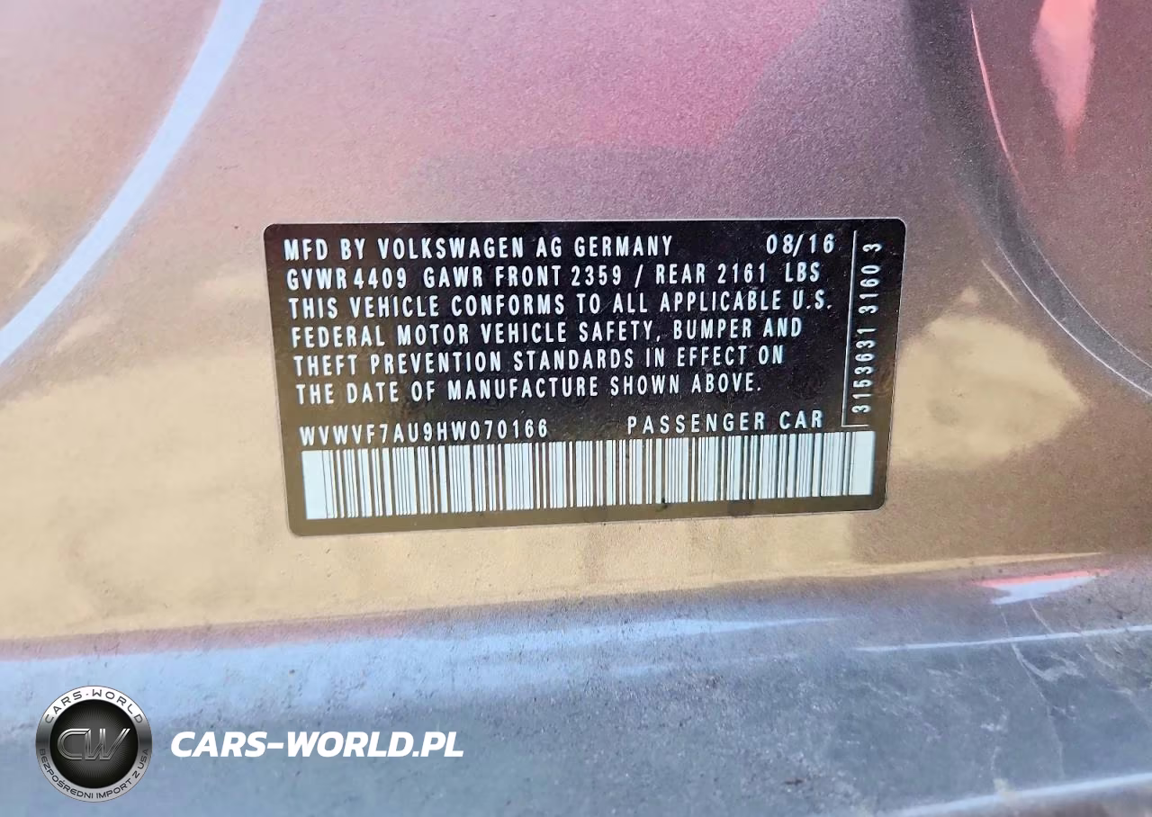 2017 Volkswagen Golf R VIN:WVWVF7AU9HW070166 - 12