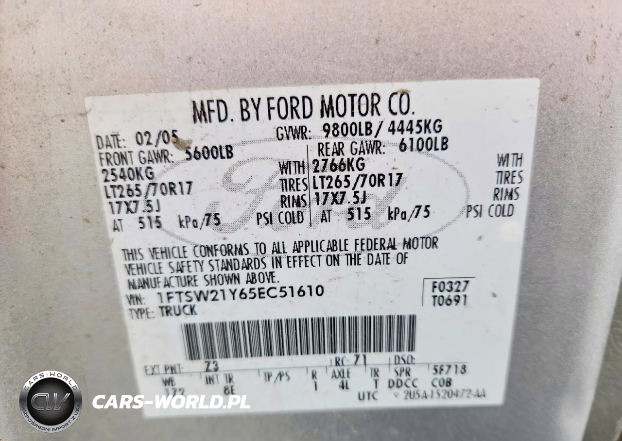 2005 Ford F250 Super Duty VIN:1FTSW21Y65EC51610 - 12